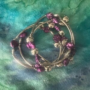 Elegant Purple and Silver Beaded Bracelet